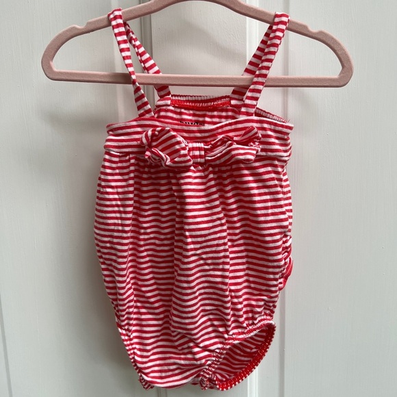 The Children’s Place 3-6M Red and White Striped Girls Onesie Tank Top - Picture 1 of 4